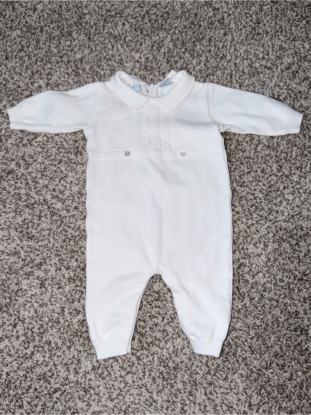 Feltman Brothers Baby White Longall Cable Knit Cotton Sweater 1pc Outfit NB